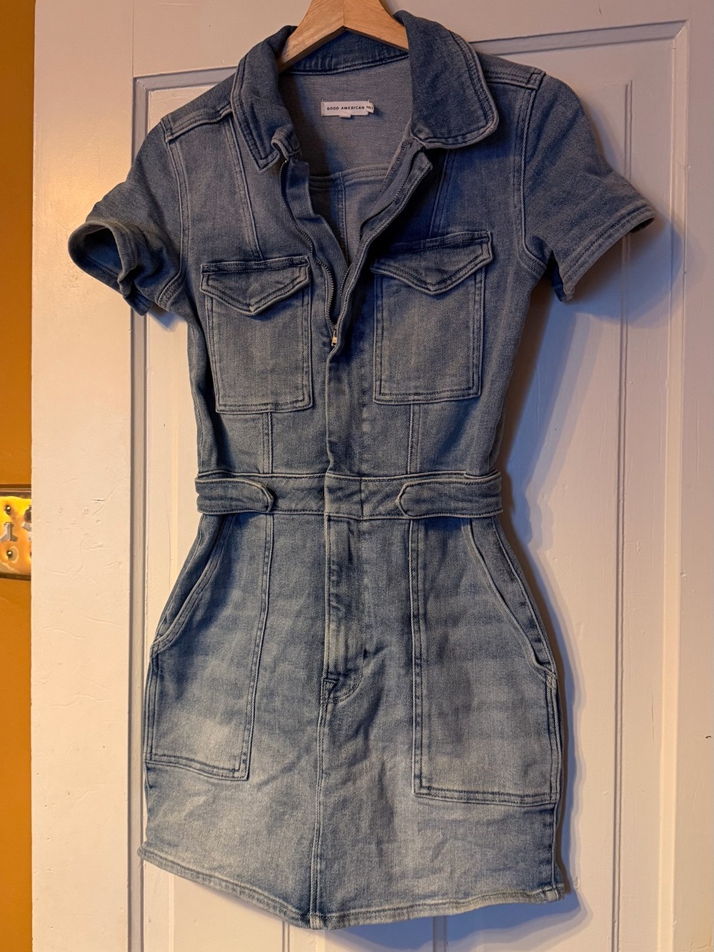 Good American Light Blue Denim Mini Dress